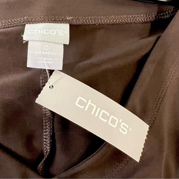 Chico’s Brown Stretch Knit Midi Dress V-Neck 3/4 Sleeve Travel Comfort Women’s - Picture 7 of 12